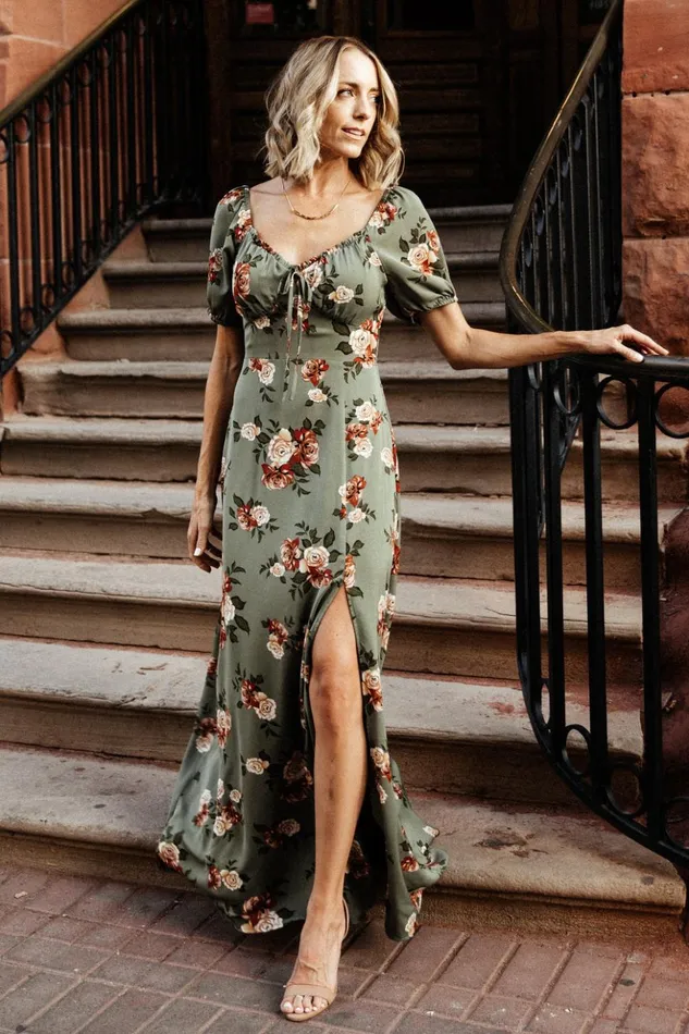 Baltic Born Maxi Dresses Angela Maxi Dress Olive Rose Floral 8211 Women Baltic Born Maxi Dresses Angela Maxi Dress Olive Rose Floral 8211 Women