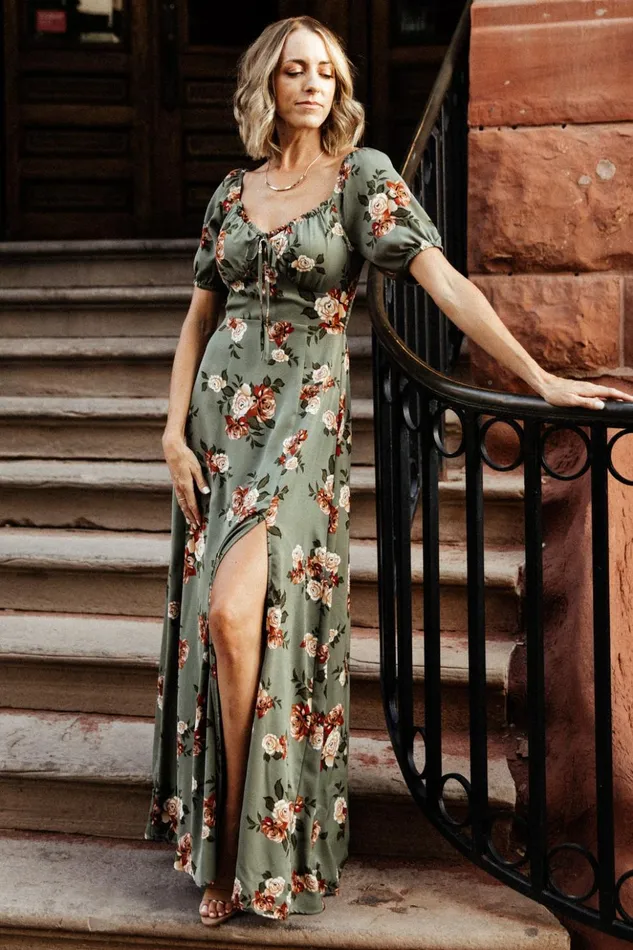 Baltic Born Maxi Dresses Angela Maxi Dress Olive Rose Floral 8211 Women Baltic Born Maxi Dresses Angela Maxi Dress Olive Rose Floral 8211 Women