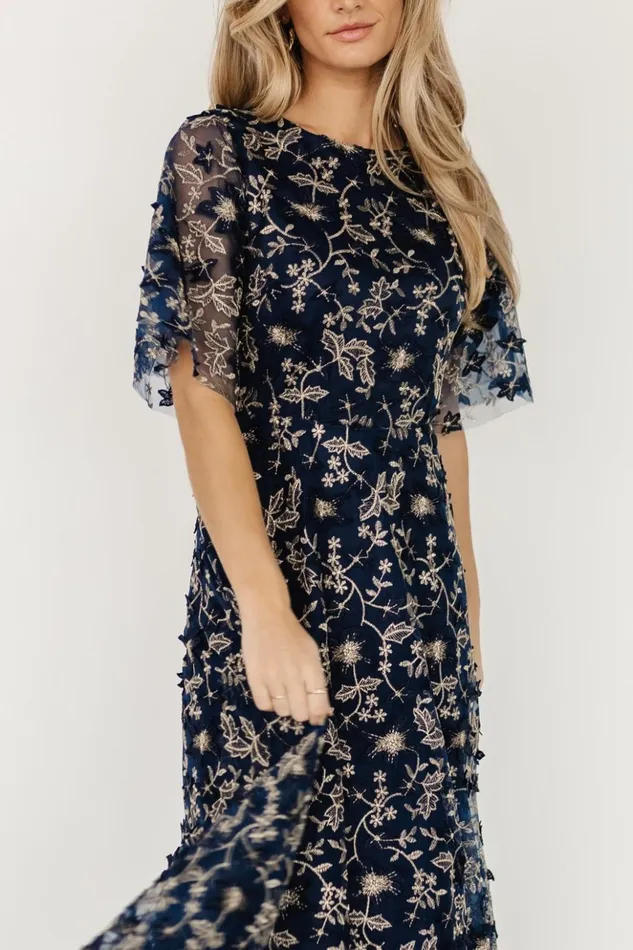 Baltic Born Maxi Dresses Arabella Embroidered Tulle Maxi Dress Navy Gold 8211 Women Baltic Born Maxi Dresses Arabella Embroidered Tulle Maxi Dress Navy Gold 8211 Women
