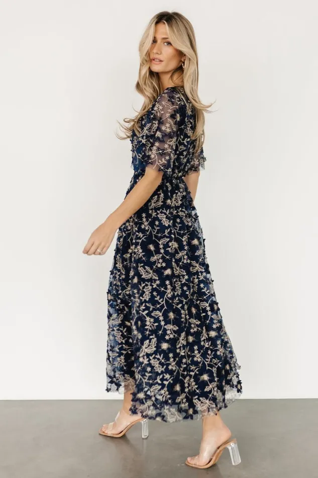 Baltic Born Maxi Dresses Arabella Embroidered Tulle Maxi Dress Navy Gold 8211 Women Baltic Born Maxi Dresses Arabella Embroidered Tulle Maxi Dress Navy Gold 8211 Women