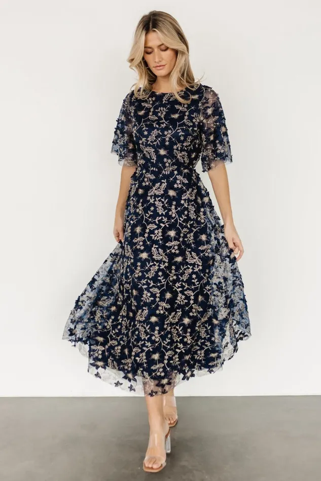Baltic Born Maxi Dresses Arabella Embroidered Tulle Maxi Dress Navy Gold 8211 Women Baltic Born Maxi Dresses Arabella Embroidered Tulle Maxi Dress Navy Gold 8211 Women