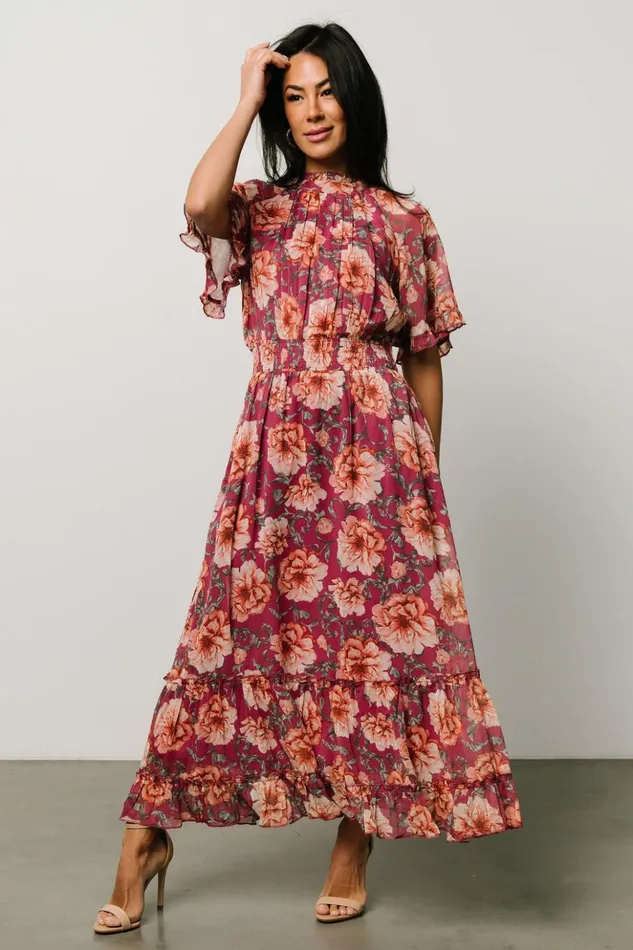 Baltic Born Maxi Dresses Ashton Maxi Dress Deep Berry Floral 8211 Women