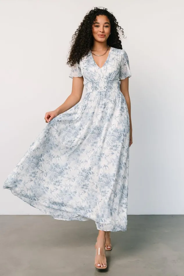 Baltic Born Maxi Dresses Birdie Maxi Dress Off White Blue 8211 Women Baltic Born Maxi Dresses Birdie Maxi Dress Off White Blue 8211 Women
