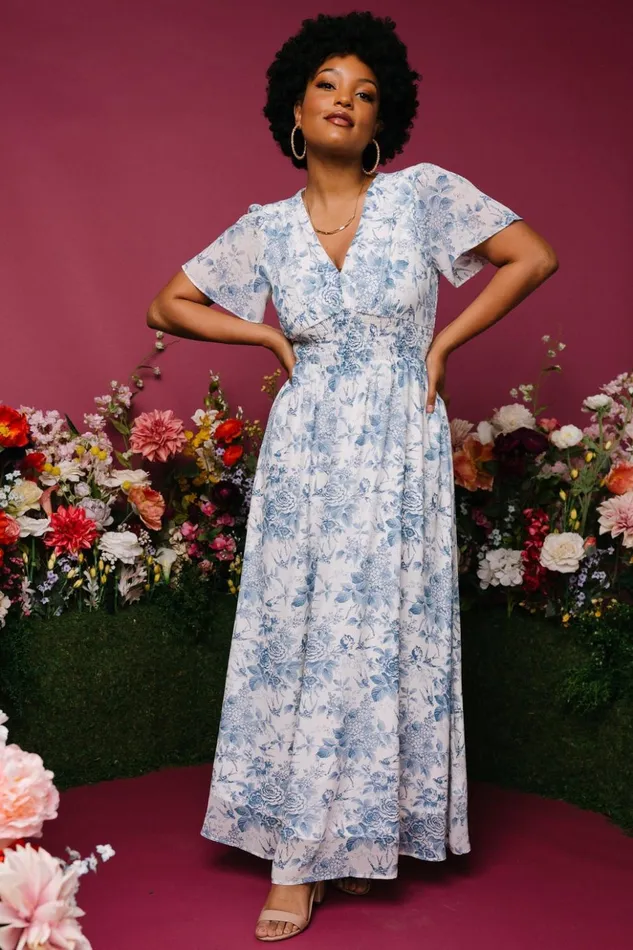 Baltic Born Maxi Dresses Birdie Maxi Dress Off White Blue 8211 Women Baltic Born Maxi Dresses Birdie Maxi Dress Off White Blue 8211 Women