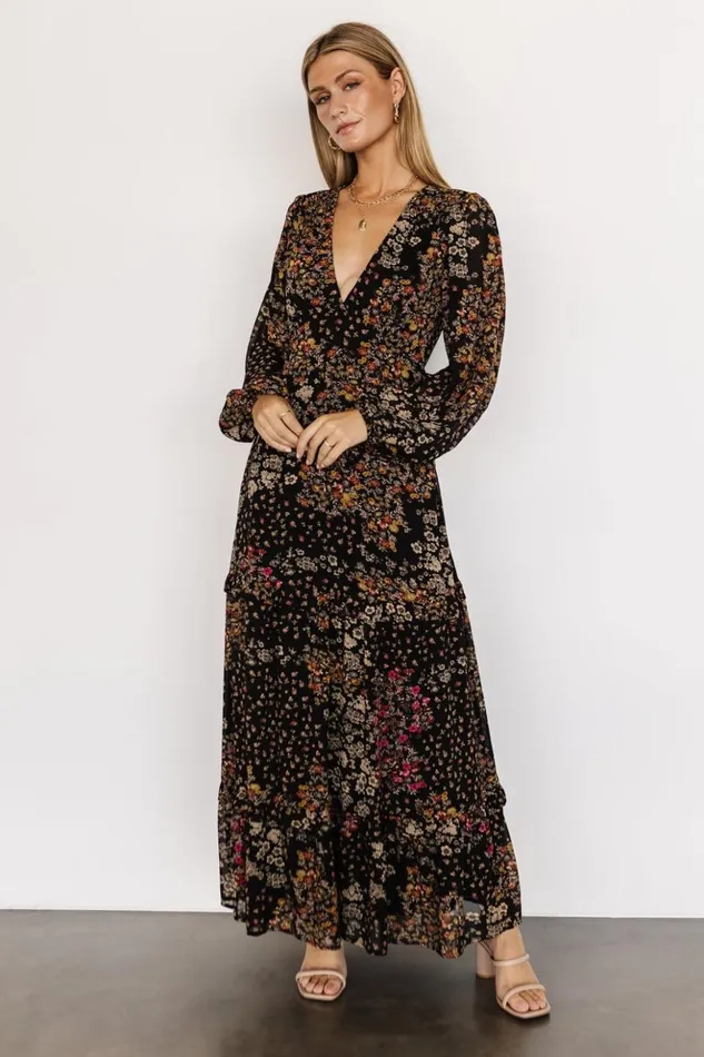 Baltic Born Maxi Dresses Bowman Deep V Maxi Dress Black Multi 8211 Women