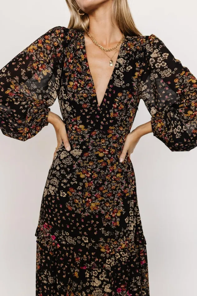Baltic Born Maxi Dresses Bowman Deep V Maxi Dress Black Multi 8211 Women Baltic Born Maxi Dresses Bowman Deep V Maxi Dress Black Multi 8211 Women