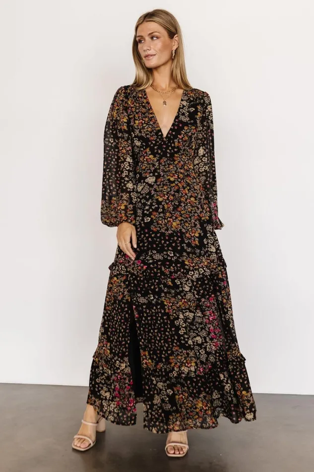Baltic Born Maxi Dresses Bowman Deep V Maxi Dress Black Multi 8211 Women Baltic Born Maxi Dresses Bowman Deep V Maxi Dress Black Multi 8211 Women