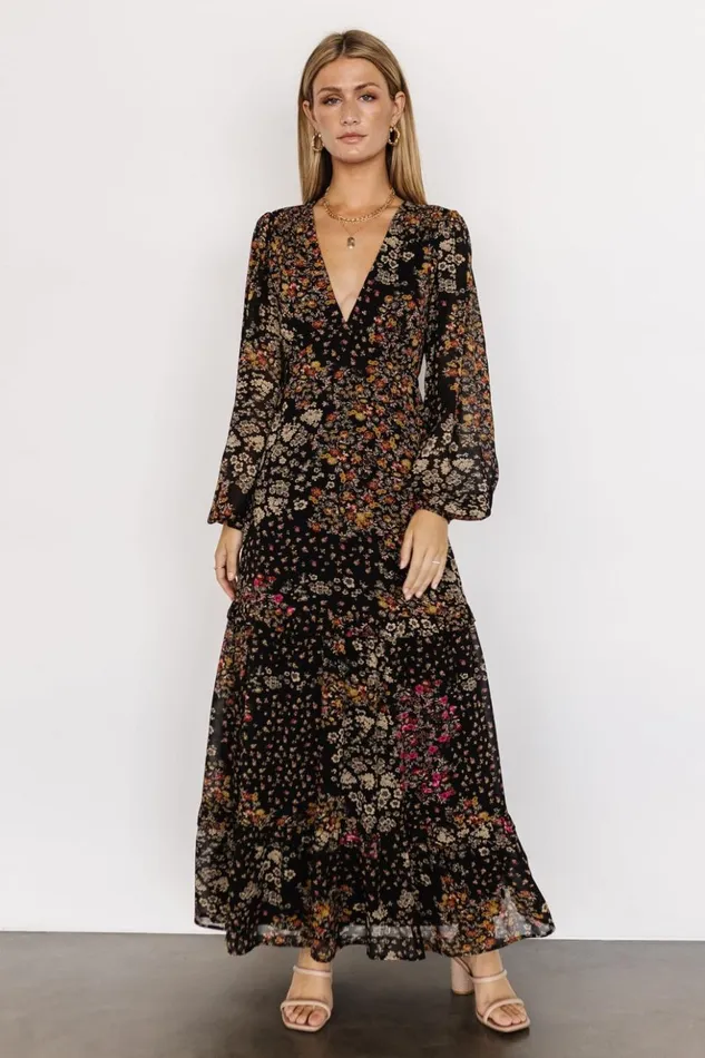 Baltic Born Maxi Dresses Bowman Deep V Maxi Dress Black Multi 8211 Women Baltic Born Maxi Dresses Bowman Deep V Maxi Dress Black Multi 8211 Women