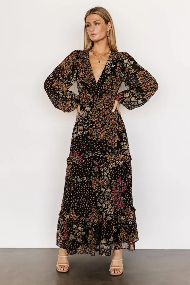 Baltic Born Maxi Dresses Bowman Deep V Maxi Dress Black Multi 8211 Women Baltic Born Maxi Dresses Bowman Deep V Maxi Dress Black Multi 8211 Women