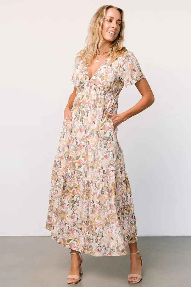 Baltic Born Maxi Dresses Cassie Short Sleeve Dress Multi Floral 8211 Women Baltic Born Maxi Dresses Cassie Short Sleeve Dress Multi Floral 8211 Women