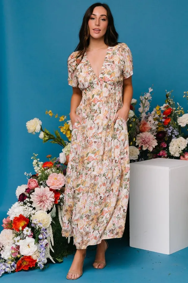 Baltic Born Maxi Dresses Cassie Short Sleeve Dress Multi Floral 8211 Women Baltic Born Maxi Dresses Cassie Short Sleeve Dress Multi Floral 8211 Women
