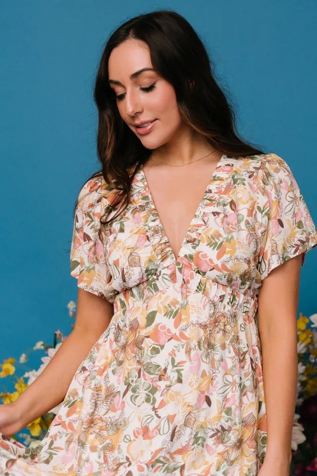 Baltic Born Maxi Dresses Cassie Short Sleeve Dress Multi Floral 8211 Women Baltic Born Maxi Dresses Cassie Short Sleeve Dress Multi Floral 8211 Women