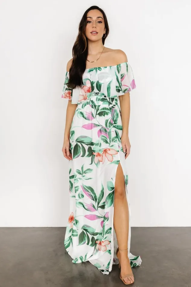 Baltic Born Maxi Dresses Daphne Off Shoulder Maxi Dress White Green Multi Floral 8211 Women Baltic Born Maxi Dresses Daphne Off Shoulder Maxi Dress White Green Multi Floral 8211 Women