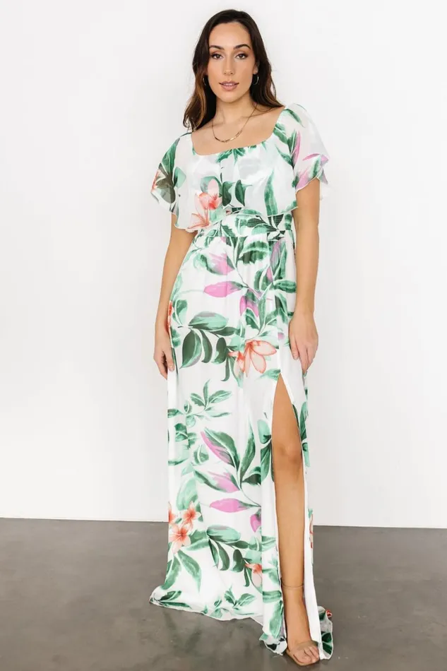 Baltic Born Maxi Dresses Daphne Off Shoulder Maxi Dress White Green Multi Floral 8211 Women Baltic Born Maxi Dresses Daphne Off Shoulder Maxi Dress White Green Multi Floral 8211 Women