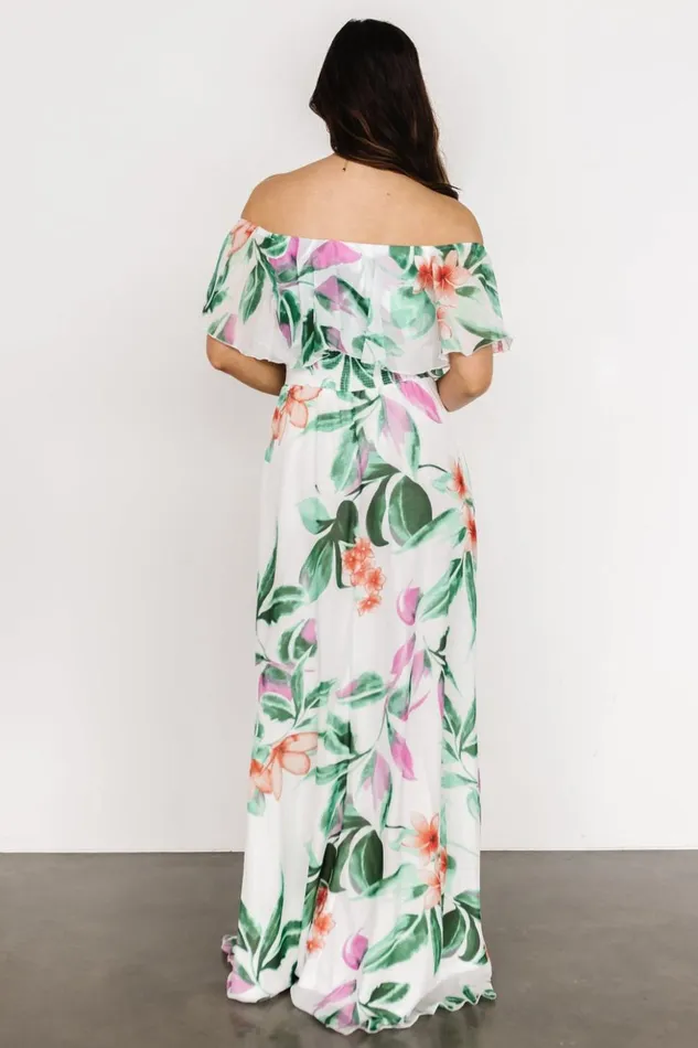 Baltic Born Maxi Dresses Daphne Off Shoulder Maxi Dress White Green Multi Floral 8211 Women Baltic Born Maxi Dresses Daphne Off Shoulder Maxi Dress White Green Multi Floral 8211 Women