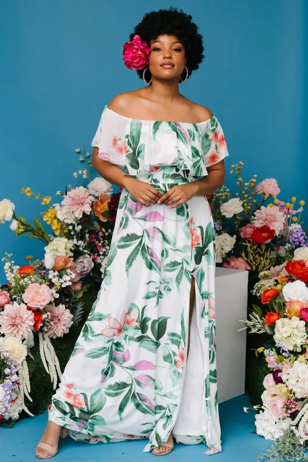 Baltic Born Maxi Dresses Daphne Off Shoulder Maxi Dress White Green Multi Floral 8211 Women Baltic Born Maxi Dresses Daphne Off Shoulder Maxi Dress White Green Multi Floral 8211 Women