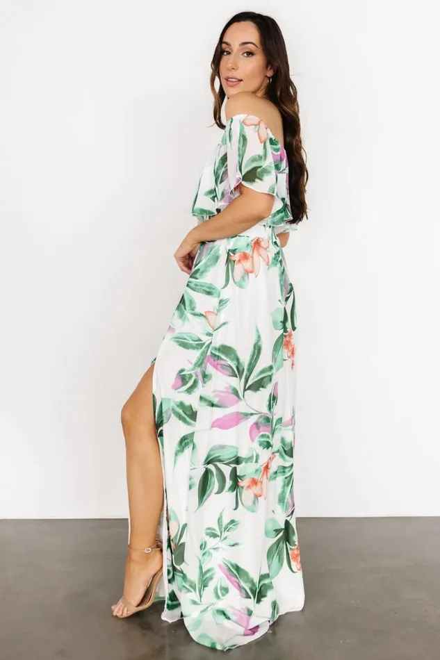 Baltic Born Maxi Dresses Daphne Off Shoulder Maxi Dress White Green Multi Floral 8211 Women Baltic Born Maxi Dresses Daphne Off Shoulder Maxi Dress White Green Multi Floral 8211 Women
