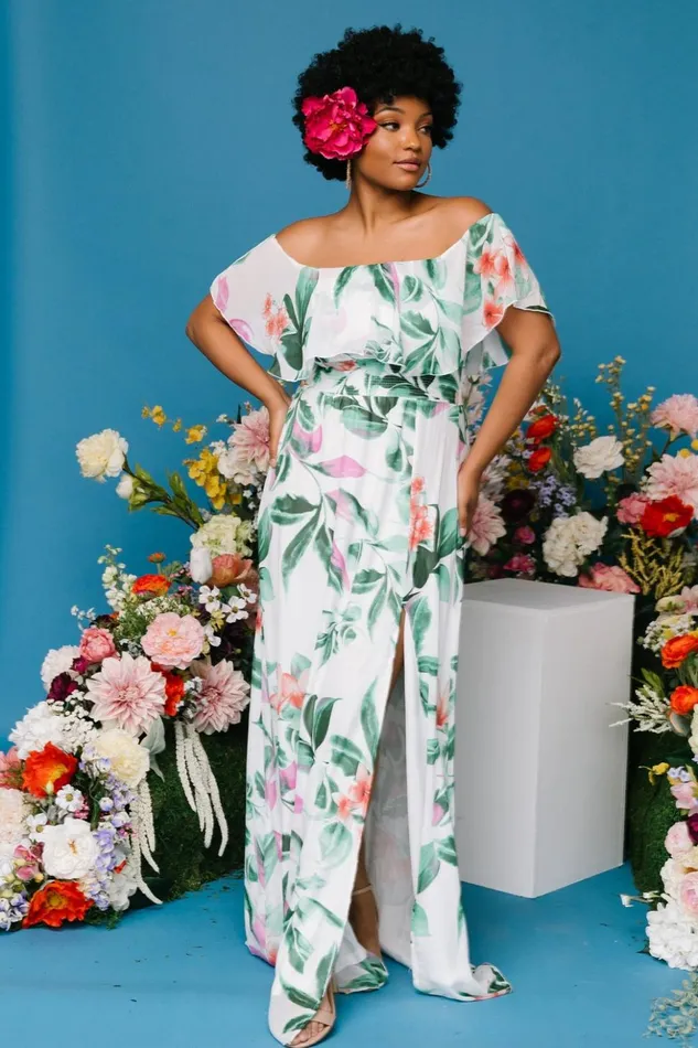 Baltic Born Maxi Dresses Daphne Off Shoulder Maxi Dress White Green Multi Floral 8211 Women Baltic Born Maxi Dresses Daphne Off Shoulder Maxi Dress White Green Multi Floral 8211 Women