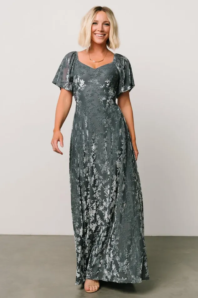 Baltic Born Maxi Dresses Everley Velvet Maxi Dress Dusty Blue 8211 Women