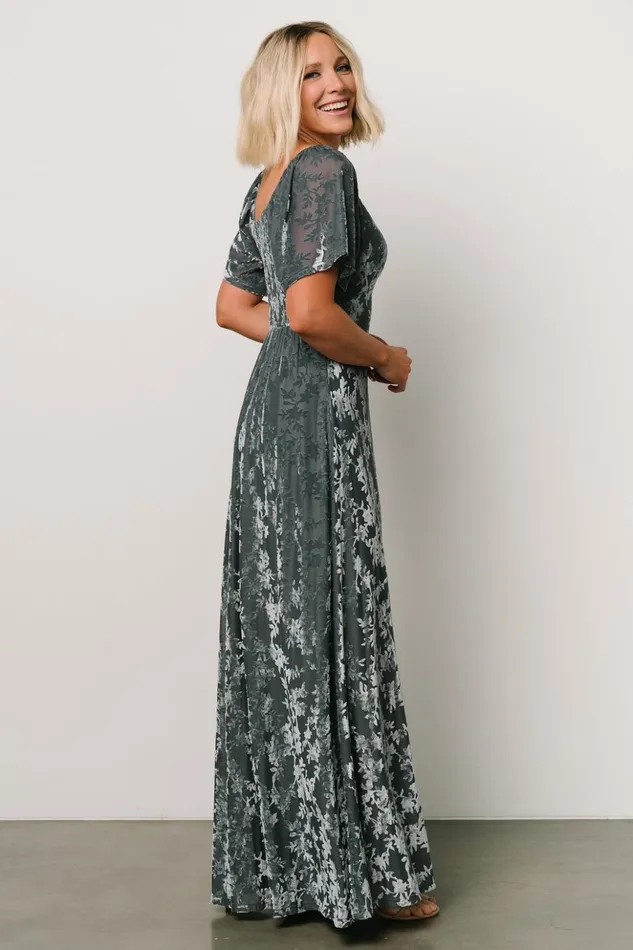 Baltic Born Maxi Dresses Everley Velvet Maxi Dress Dusty Blue 8211 Women Baltic Born Maxi Dresses Everley Velvet Maxi Dress Dusty Blue 8211 Women