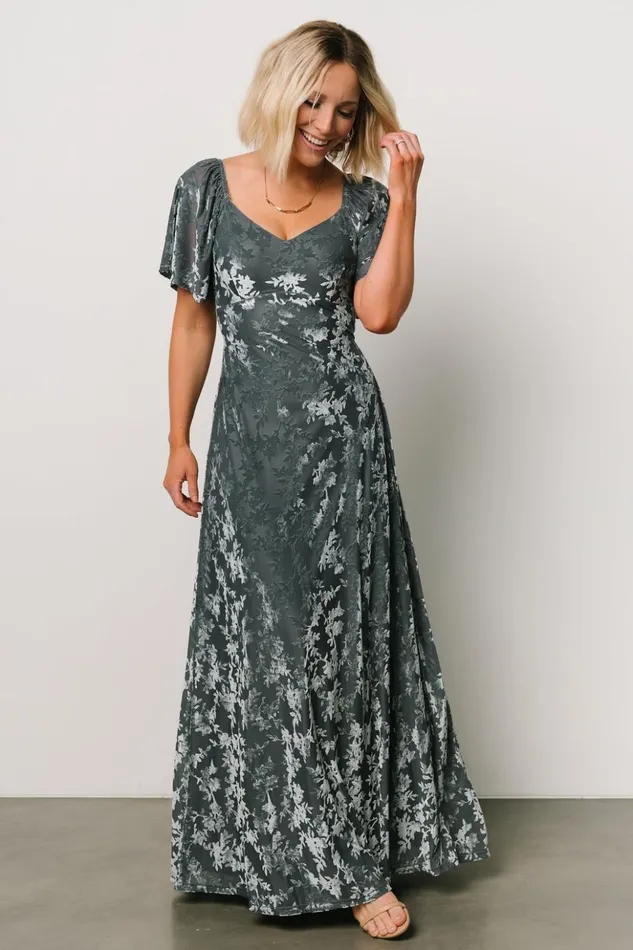 Baltic Born Maxi Dresses Everley Velvet Maxi Dress Dusty Blue 8211 Women Baltic Born Maxi Dresses Everley Velvet Maxi Dress Dusty Blue 8211 Women