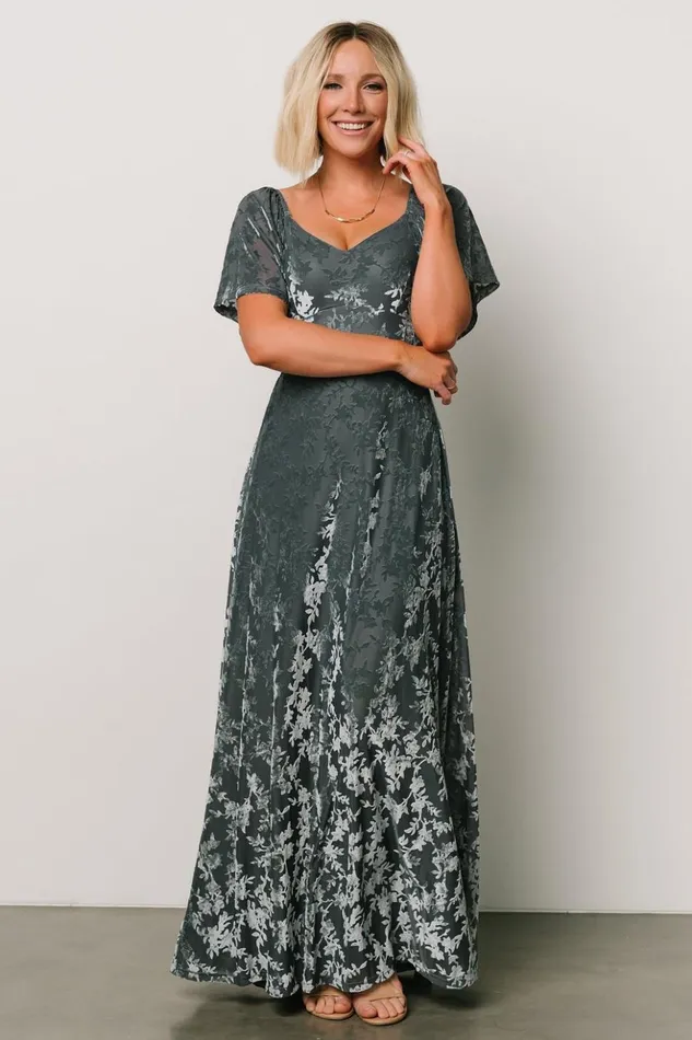 Baltic Born Maxi Dresses Everley Velvet Maxi Dress Dusty Blue 8211 Women Baltic Born Maxi Dresses Everley Velvet Maxi Dress Dusty Blue 8211 Women