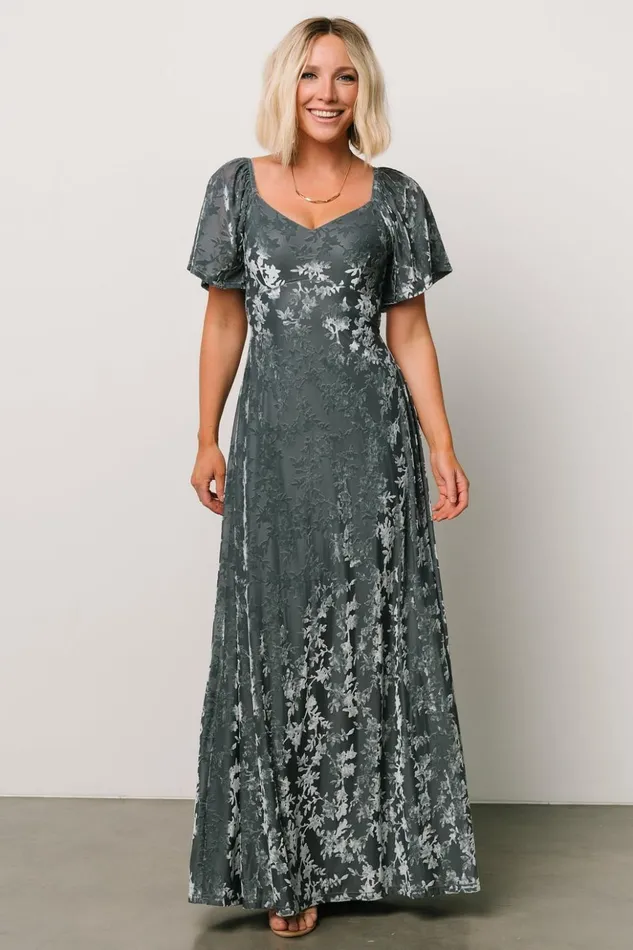 Baltic Born Maxi Dresses Everley Velvet Maxi Dress Dusty Blue 8211 Women Baltic Born Maxi Dresses Everley Velvet Maxi Dress Dusty Blue 8211 Women