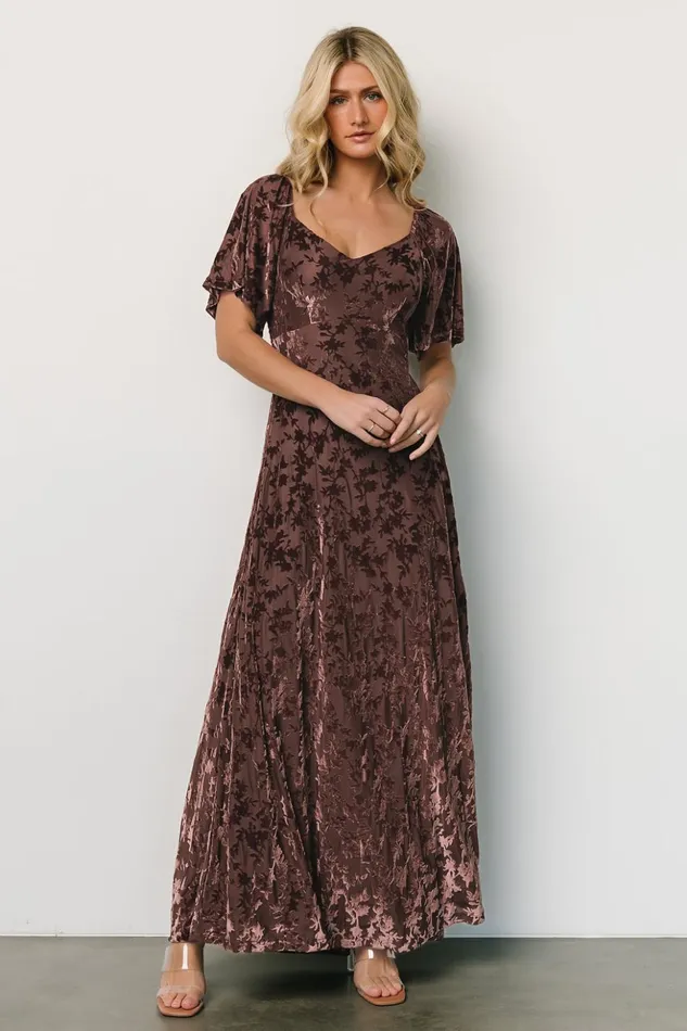 Baltic Born Maxi Dresses Everley Velvet Maxi Dress Espresso 8211 Women