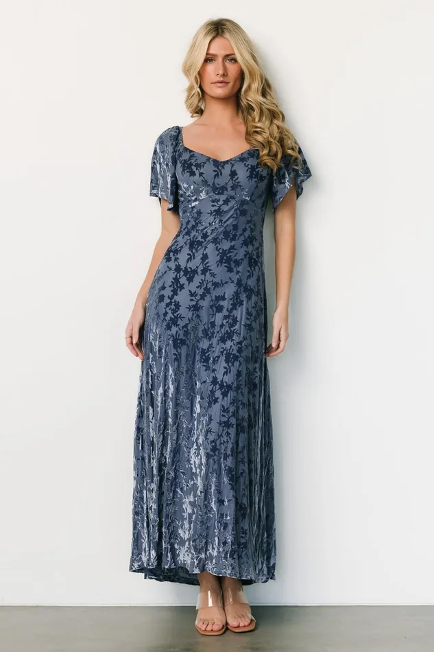 Baltic Born Maxi Dresses Everley Velvet Maxi Dress Whisper Blue 8211 Women Baltic Born Maxi Dresses Everley Velvet Maxi Dress Whisper Blue 8211 Women