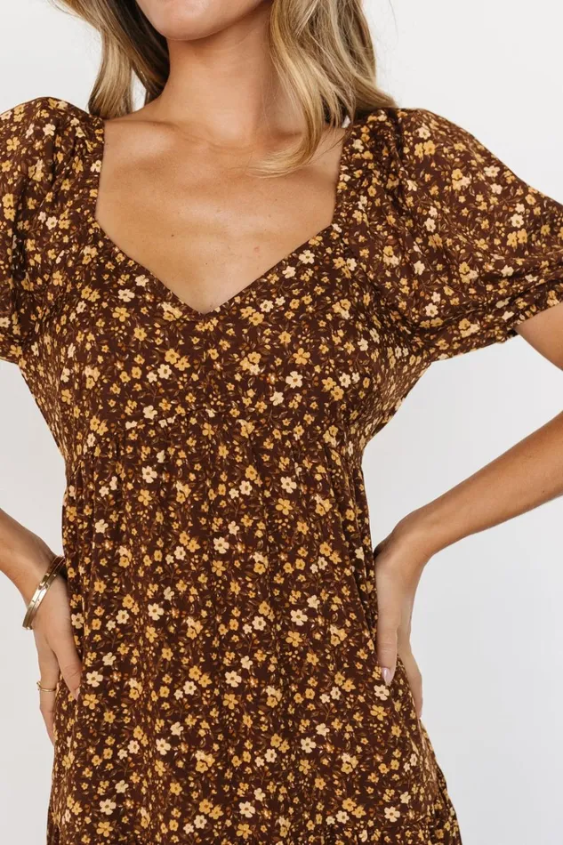 Baltic Born Maxi Dresses Gables Puff Sleeve Maxi Dress Brown Multi 8211 Women Baltic Born Maxi Dresses Gables Puff Sleeve Maxi Dress Brown Multi 8211 Women
