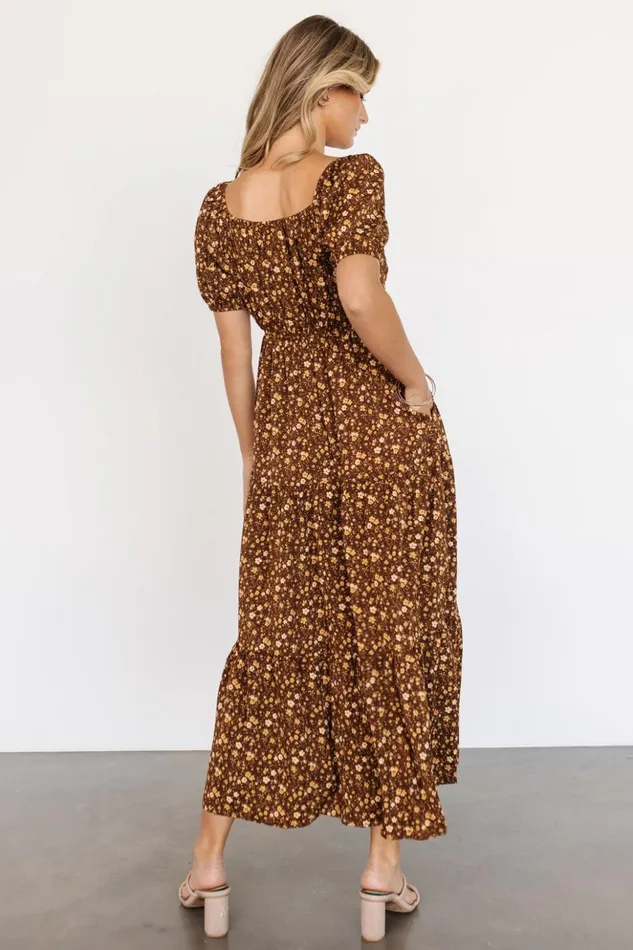 Baltic Born Maxi Dresses Gables Puff Sleeve Maxi Dress Brown Multi 8211 Women Baltic Born Maxi Dresses Gables Puff Sleeve Maxi Dress Brown Multi 8211 Women