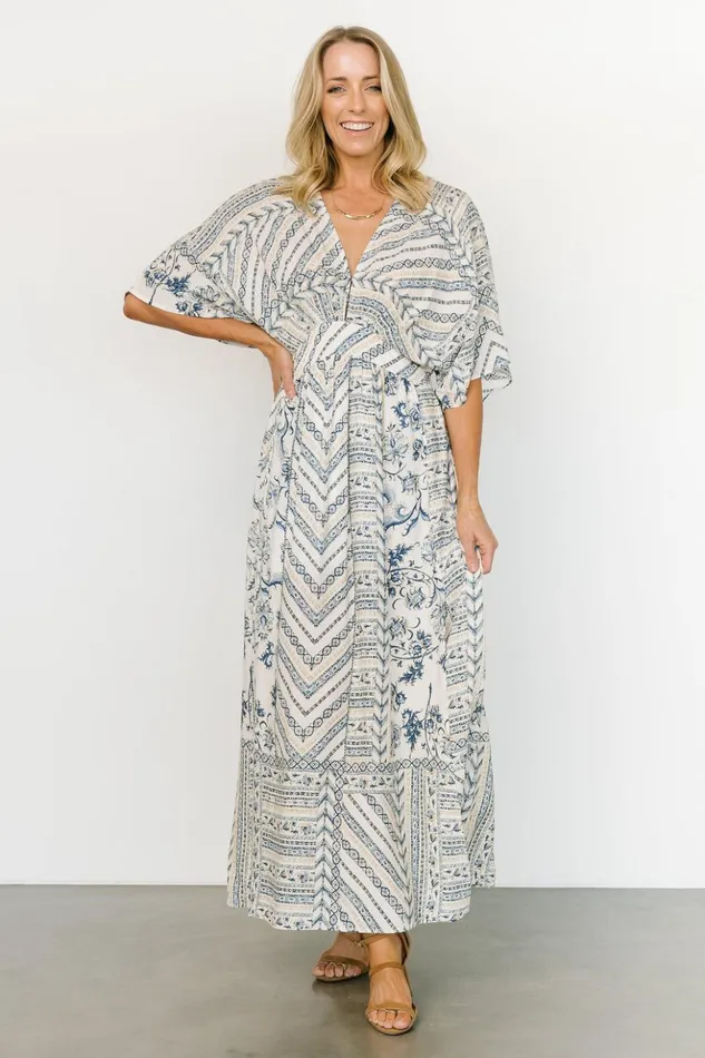 Baltic Born Maxi Dresses Hawkins Kimono Maxi Dress Blue Print 8211 Women