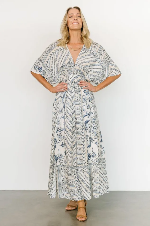 Baltic Born Maxi Dresses Hawkins Kimono Maxi Dress Blue Print 8211 Women