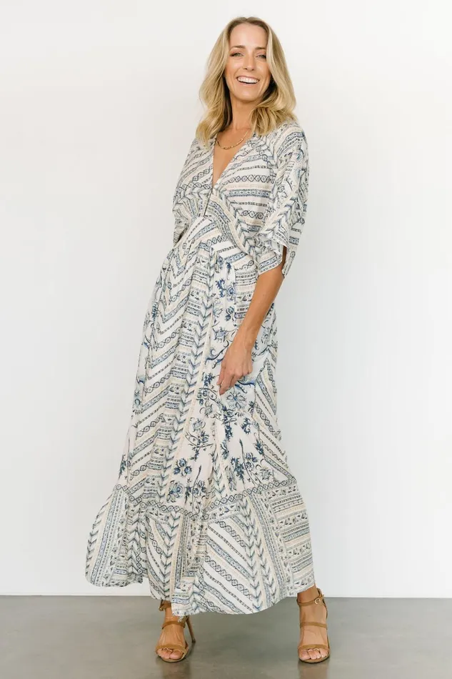 Baltic Born Maxi Dresses Hawkins Kimono Maxi Dress Blue Print 8211 Women