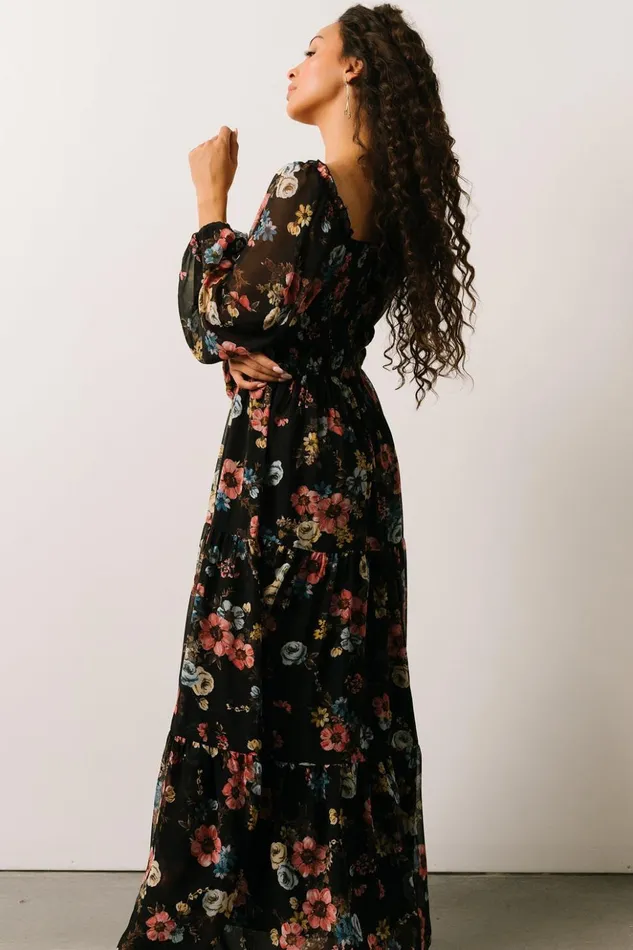 Baltic Born Maxi Dresses Isabela Smocked Maxi Dress Black Multi Floral 8211 Women Baltic Born Maxi Dresses Isabela Smocked Maxi Dress Black Multi Floral 8211 Women