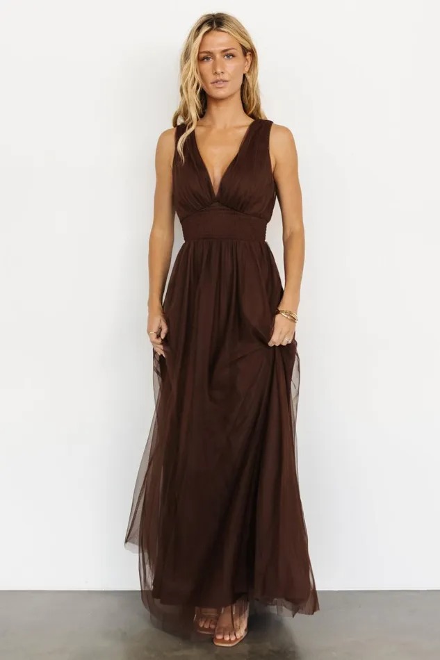 Baltic Born Maxi Dresses Kamila Tulle Maxi Dress Espresso 8211 Women Baltic Born Maxi Dresses Kamila Tulle Maxi Dress Espresso 8211 Women