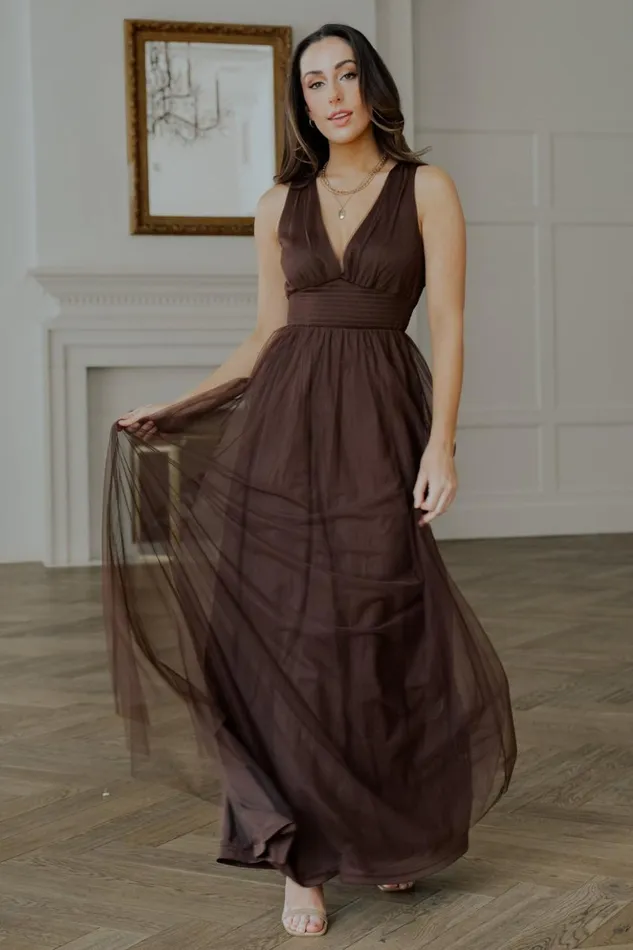 Baltic Born Maxi Dresses Kamila Tulle Maxi Dress Espresso 8211 Women Baltic Born Maxi Dresses Kamila Tulle Maxi Dress Espresso 8211 Women
