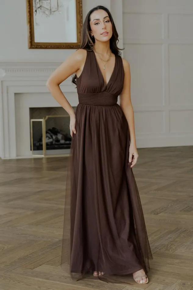 Baltic Born Maxi Dresses Kamila Tulle Maxi Dress Espresso 8211 Women Baltic Born Maxi Dresses Kamila Tulle Maxi Dress Espresso 8211 Women