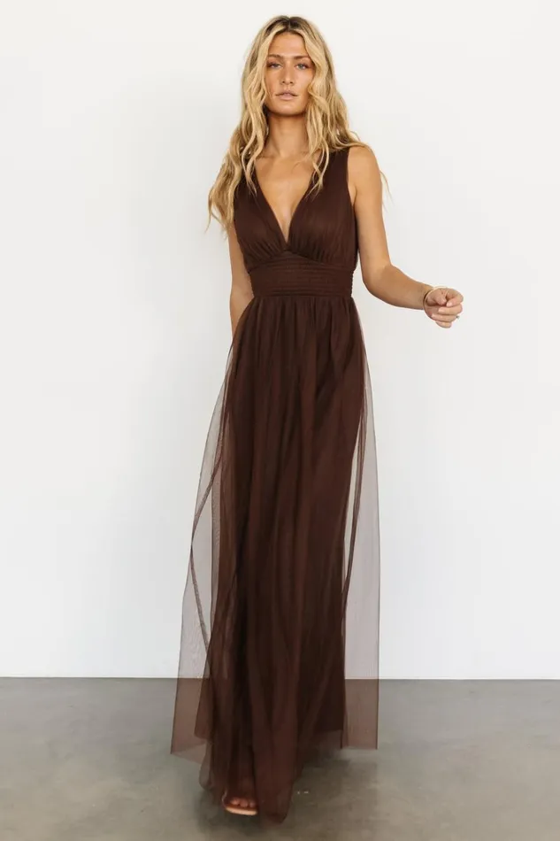 Baltic Born Maxi Dresses Kamila Tulle Maxi Dress Espresso 8211 Women Baltic Born Maxi Dresses Kamila Tulle Maxi Dress Espresso 8211 Women