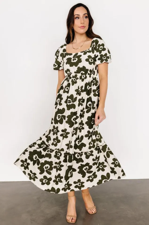 Baltic Born Maxi Dresses Kasey Maxi Dress Olive Ivory Print 8211 Women