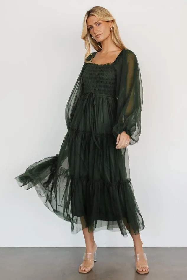 Baltic Born Maxi Dresses Katrina Tulle Maxi Dress Dark Green 8211 Women