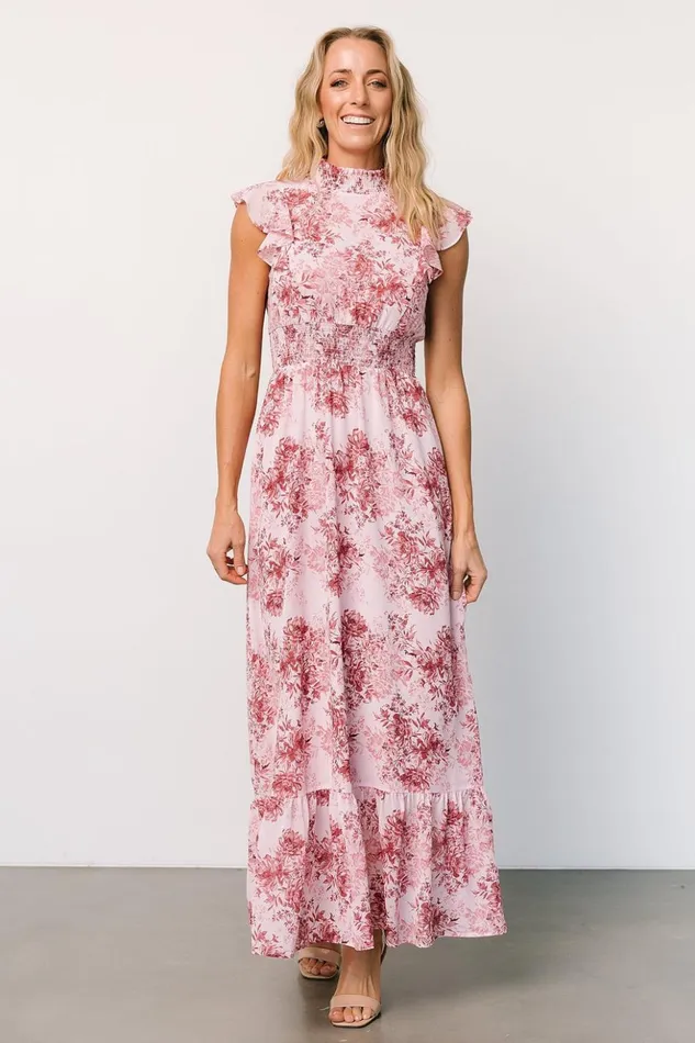Baltic Born Maxi Dresses Kearny Ruffle Maxi Dress Pink Floral 8211 Women