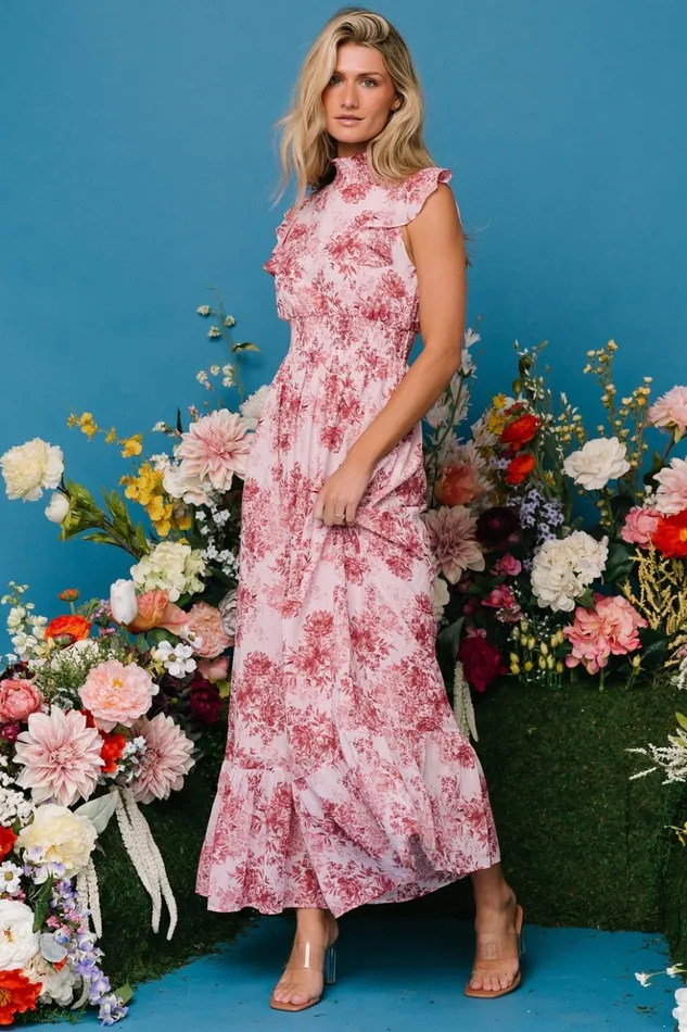 Baltic Born Maxi Dresses Kearny Ruffle Maxi Dress Pink Floral 8211 Women Baltic Born Maxi Dresses Kearny Ruffle Maxi Dress Pink Floral 8211 Women