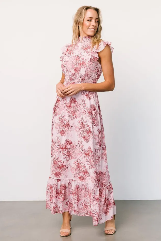 Baltic Born Maxi Dresses Kearny Ruffle Maxi Dress Pink Floral 8211 Women Baltic Born Maxi Dresses Kearny Ruffle Maxi Dress Pink Floral 8211 Women