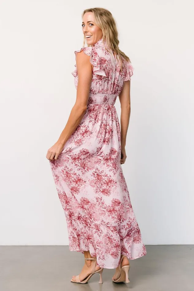Baltic Born Maxi Dresses Kearny Ruffle Maxi Dress Pink Floral 8211 Women Baltic Born Maxi Dresses Kearny Ruffle Maxi Dress Pink Floral 8211 Women