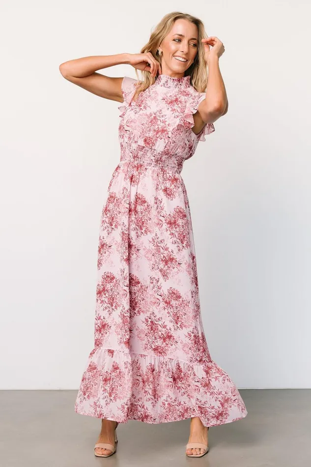 Baltic Born Maxi Dresses Kearny Ruffle Maxi Dress Pink Floral 8211 Women Baltic Born Maxi Dresses Kearny Ruffle Maxi Dress Pink Floral 8211 Women
