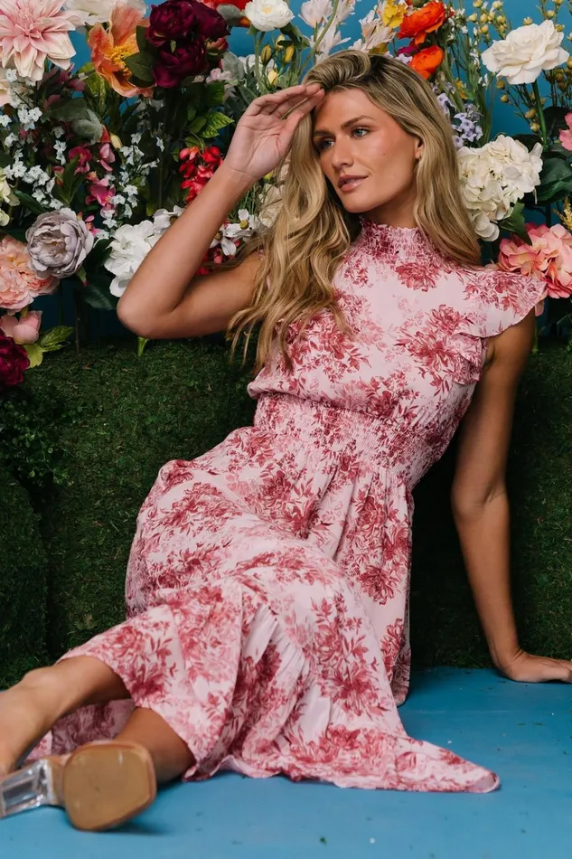 Baltic Born Maxi Dresses Kearny Ruffle Maxi Dress Pink Floral 8211 Women Baltic Born Maxi Dresses Kearny Ruffle Maxi Dress Pink Floral 8211 Women