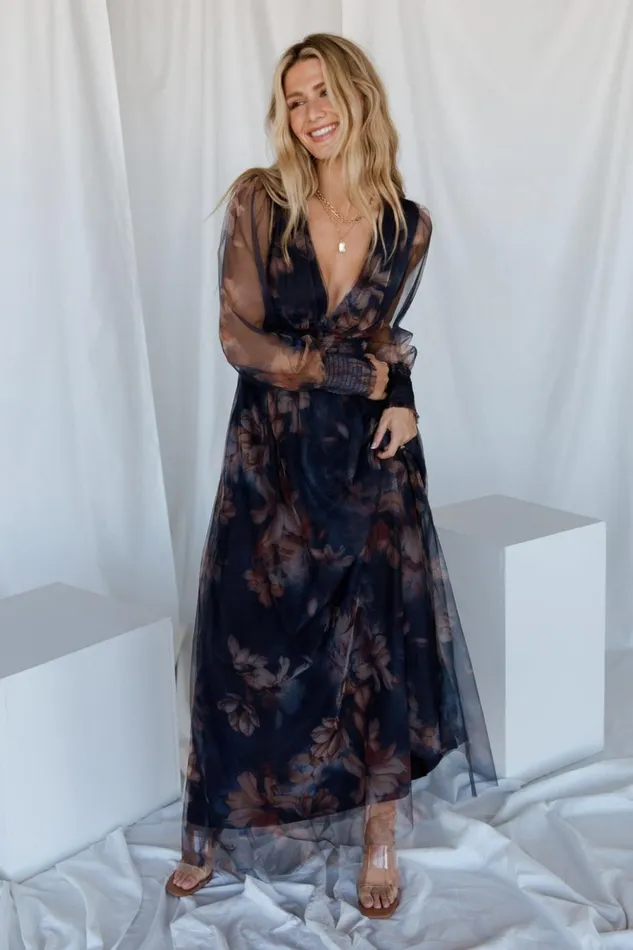 Baltic Born Maxi Dresses Layla Tulle Maxi Dress Dark Blue Floral 8211 Women Baltic Born Maxi Dresses Layla Tulle Maxi Dress Dark Blue Floral 8211 Women