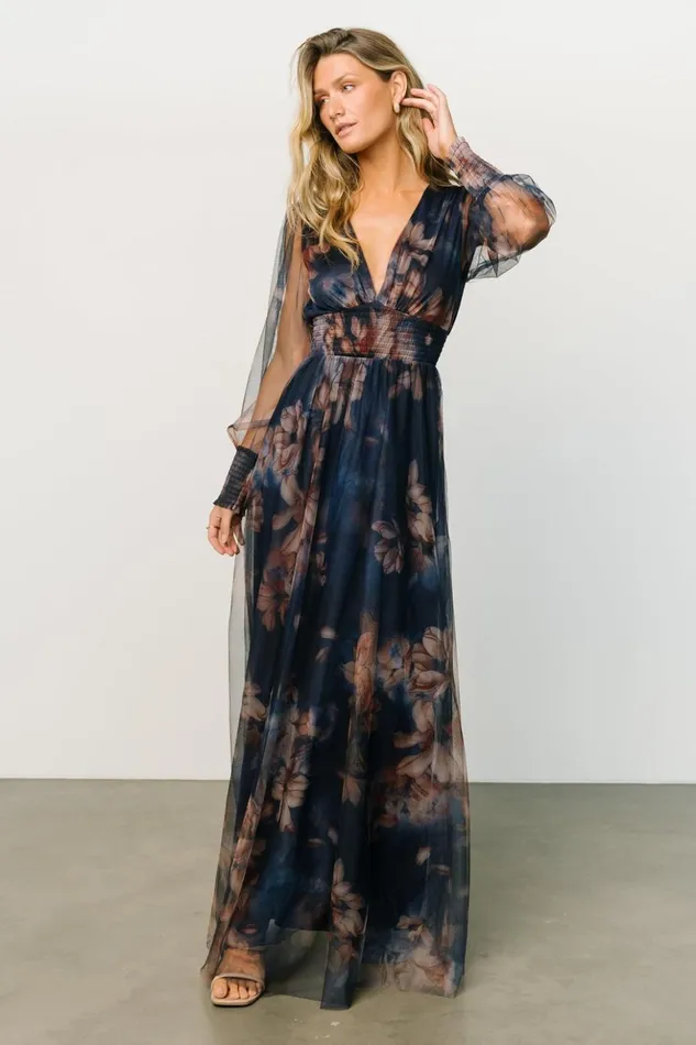 Baltic Born Maxi Dresses Layla Tulle Maxi Dress Dark Blue Floral 8211 Women Baltic Born Maxi Dresses Layla Tulle Maxi Dress Dark Blue Floral 8211 Women