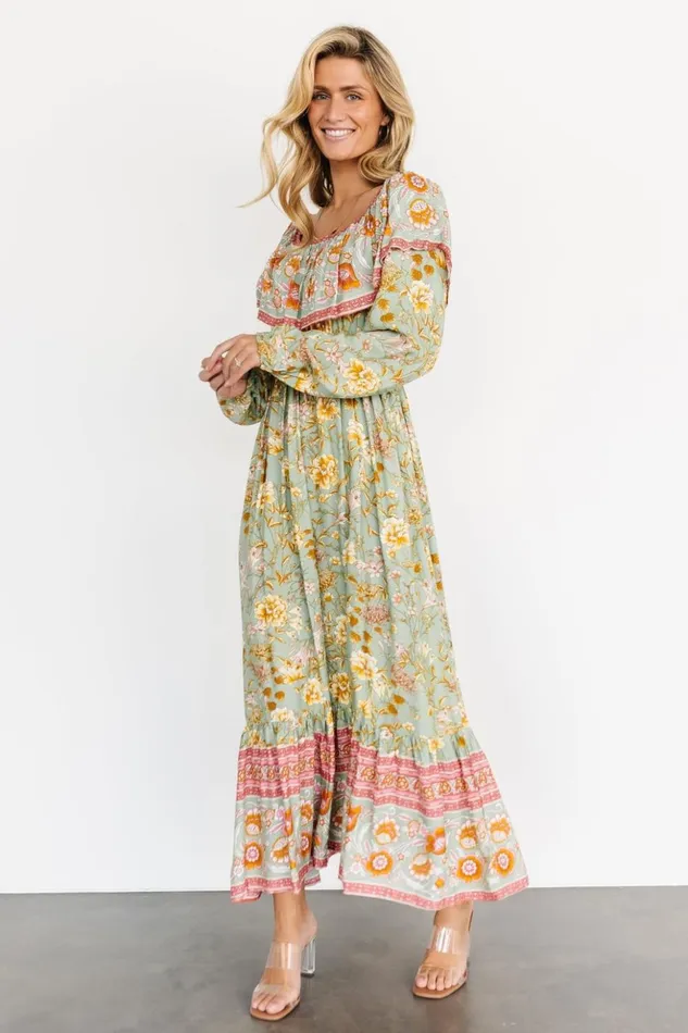 Baltic Born Maxi Dresses Leidy Off Shoulder Maxi Dress Sage Multi 8211 Women Baltic Born Maxi Dresses Leidy Off Shoulder Maxi Dress Sage Multi 8211 Women